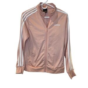 Adidas Womens Pink 3‎ Stripe Tricot Track Jacket Full Zip Athleisure Size M
